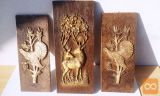 Slika relief jelen srna 12x30cm divji petelin ruševec