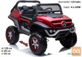 avto na akumulator Mercedes Unimog rdeč