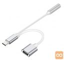 Adapter moški in ženski USB Tip C na audio Jack 3,5